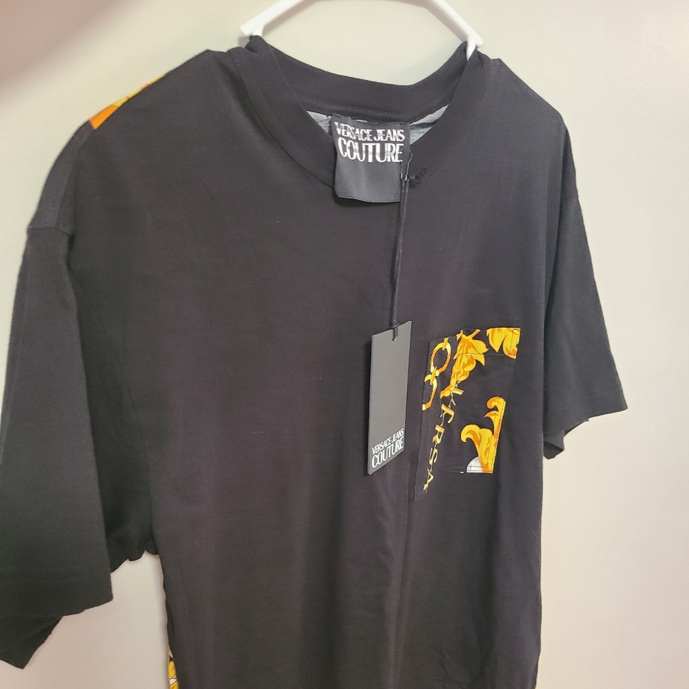Men - Versace Couture Jeans Black Tshirt Crew Neck LARGE